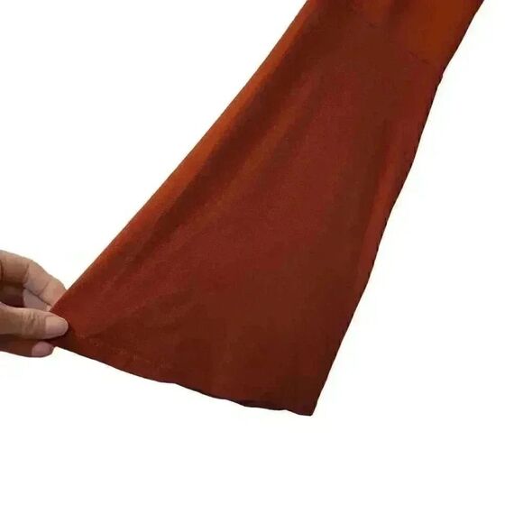 Bcbgeneration Women's Burnt Orange Poly/Spandex A-Line Mock Neck Long Bell Sleev - Picture 3 of 10